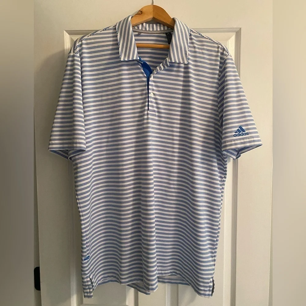 Adidas Men’s Striped Performance Golf Polo Size L